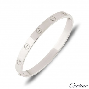 Cartier White Gold Plain Love Bracelet Size 20 B6035420